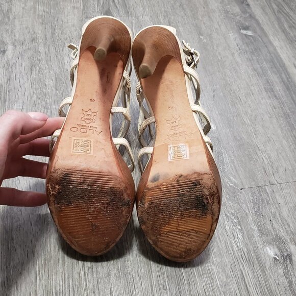 Aldo * Honeycomb Strappy Leather Heels Sz 40 - Picture 8 of 10